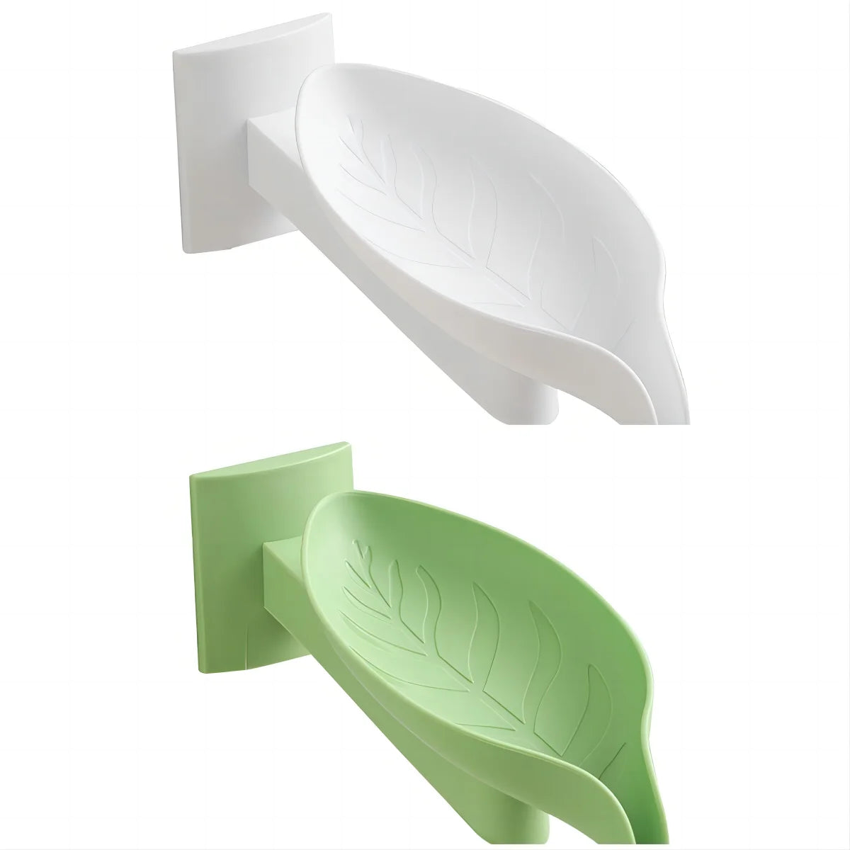 porte savon mural blanc vert feuille moderne adhésif salle bains toilettes linge