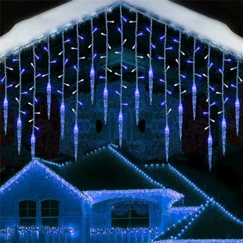 guirlande lumineuse icicles blanc jaune multicolore clips moderne décoratifextérieur noël féerique led
