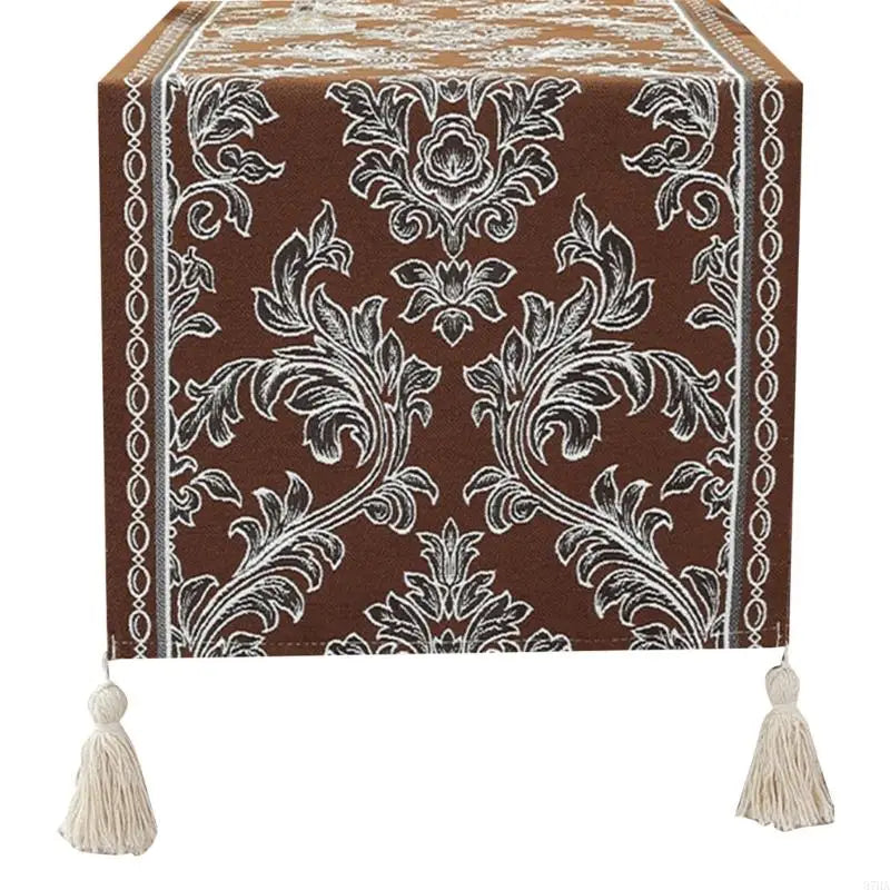 drapeau table ethnique floral brodé rouge marron bleu marine opaque noël