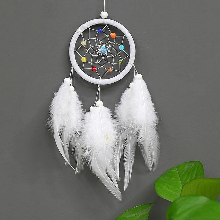 décoration murale attrape rêves noir plumes filigrane pierre semi précieuse boho ethnique chambre coucher