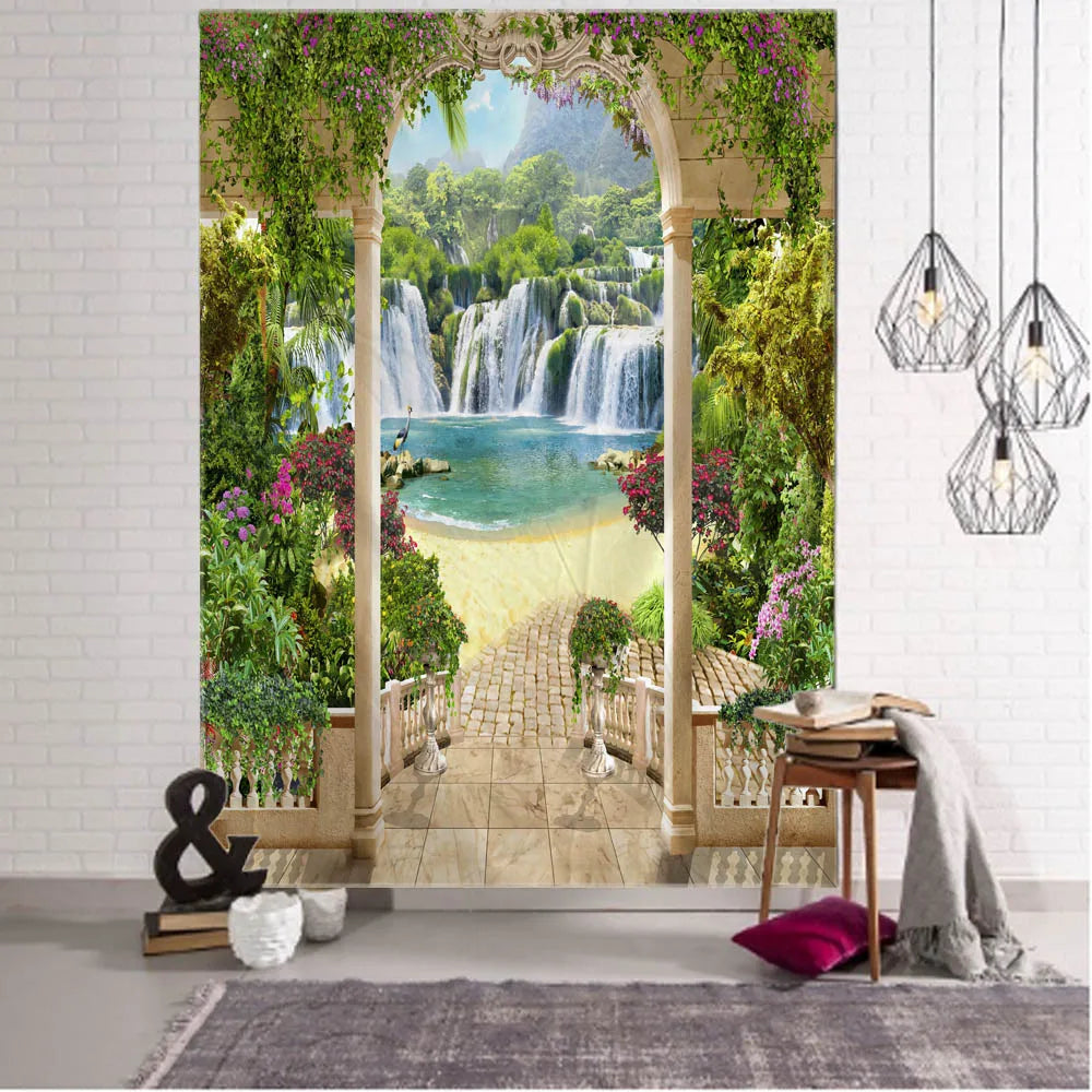 Tapisserie murale dans une chambre avec décoration bohème