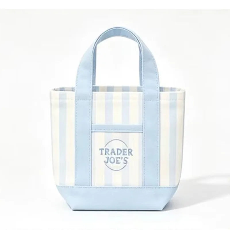 sac main toile rayé beige rose vert bleu poignées détachables moderne casual écologique multi