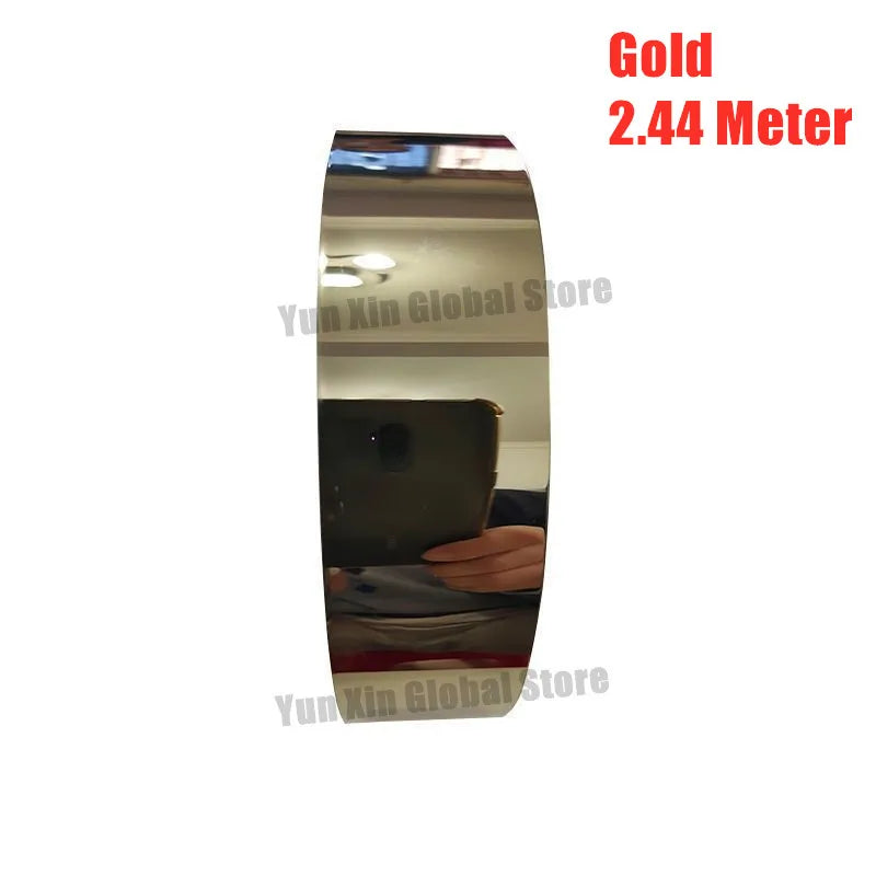 sticker mural miroir acier inoxydable moderne argent doré cuivre noir adhésif 244cm rouleau