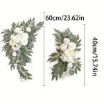 Guirlande florale artificielle romantique roses pivoines feuilles vertes blanc vert mariage decorationextérieur