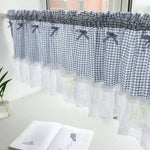 rideau gingham semi transparent vintage rustique salon polyester blanc noir bleu rouge