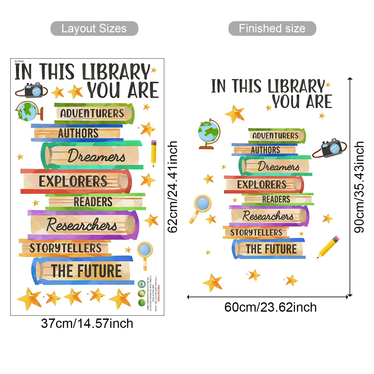 sticker mural décoration bibliothèque livres colorés adhésif durable enfant ludique
