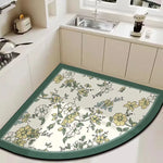 tapis cuisine acrylique antidérapant fleurs motifs floraux vintage beige vert rose blanc