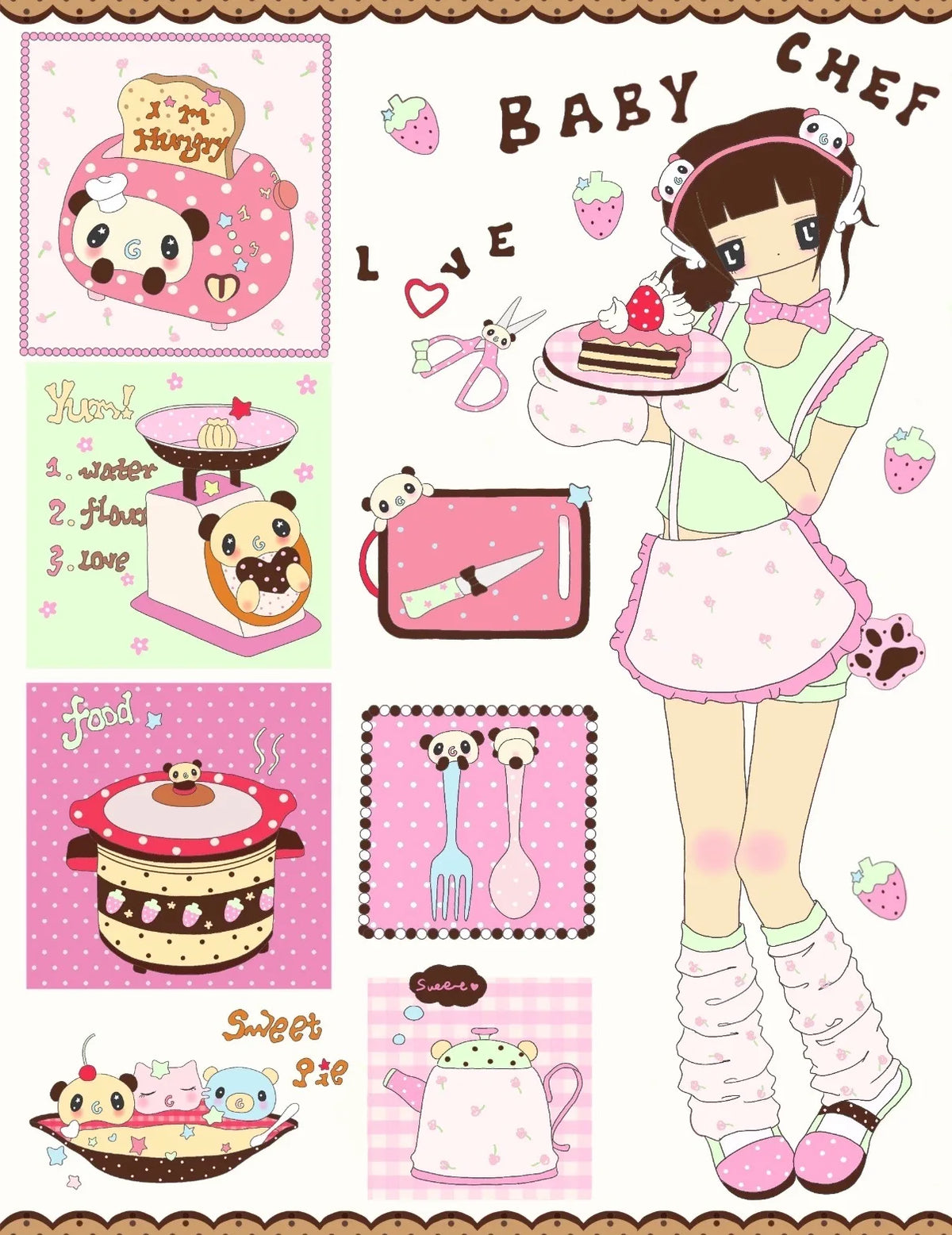 stickers dessin animé filles motifs colorés personnages doux accessoires variés animes vibrant palette couleursscrição