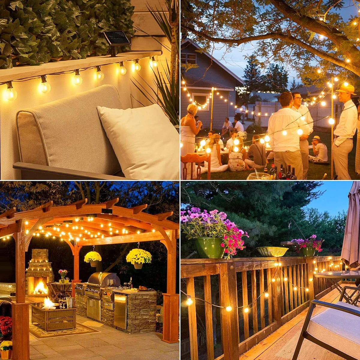 guirlande lumineuse solaire led transparente moderne 10m 21 ampoules clips extérieure jardin fête noël