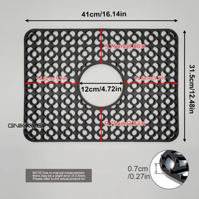 tapis cuisine silicone perforé moderne noir 200°C résistant 46.2cm 31.7cm