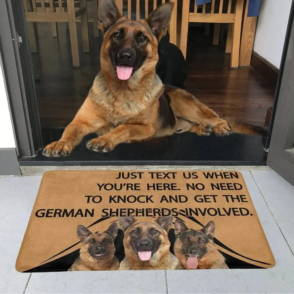 tapis d'entrée moderne chiens boxers rottweilers texte antidérapant marron clair extérieur 50x70cm