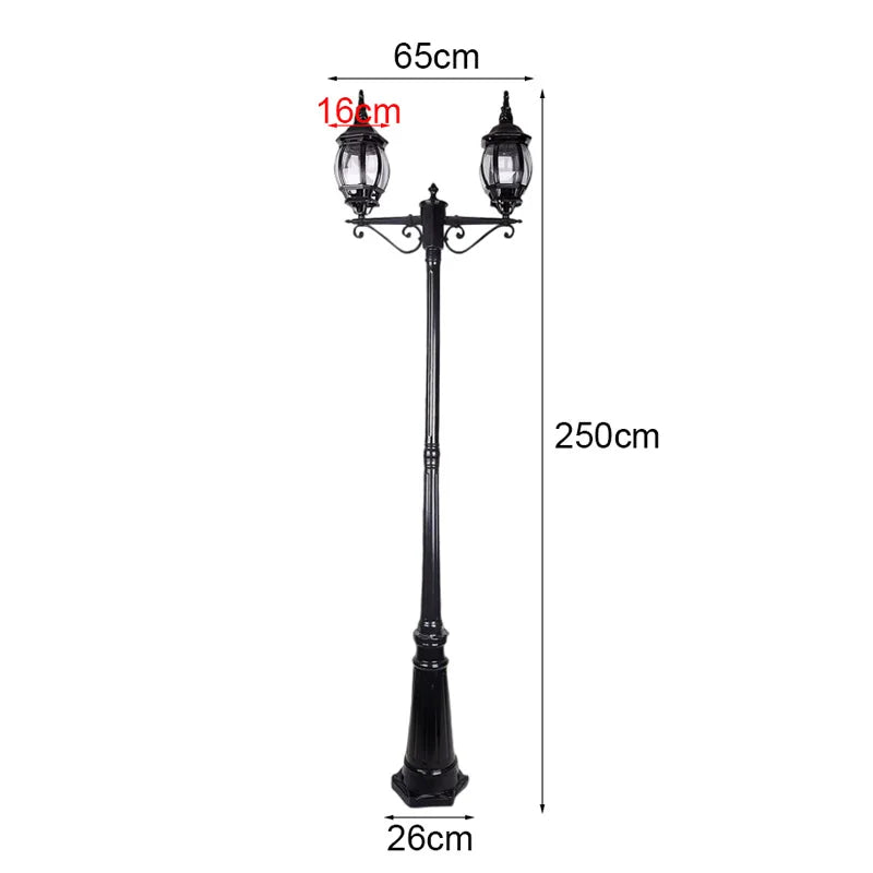 lampe rue industrielle classique verre translucide métallique noir éclairage public extérieur ip55 led 220v