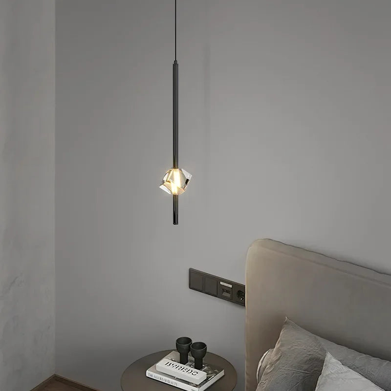 suspension lumineuse moderne motif géométrique noir acier inoxydable led 6000k 4000k 3000k