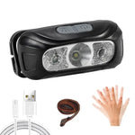 lampe frontale led rechargeable étanche camo noir orange gris détection mouvement camping pêche cyclisme