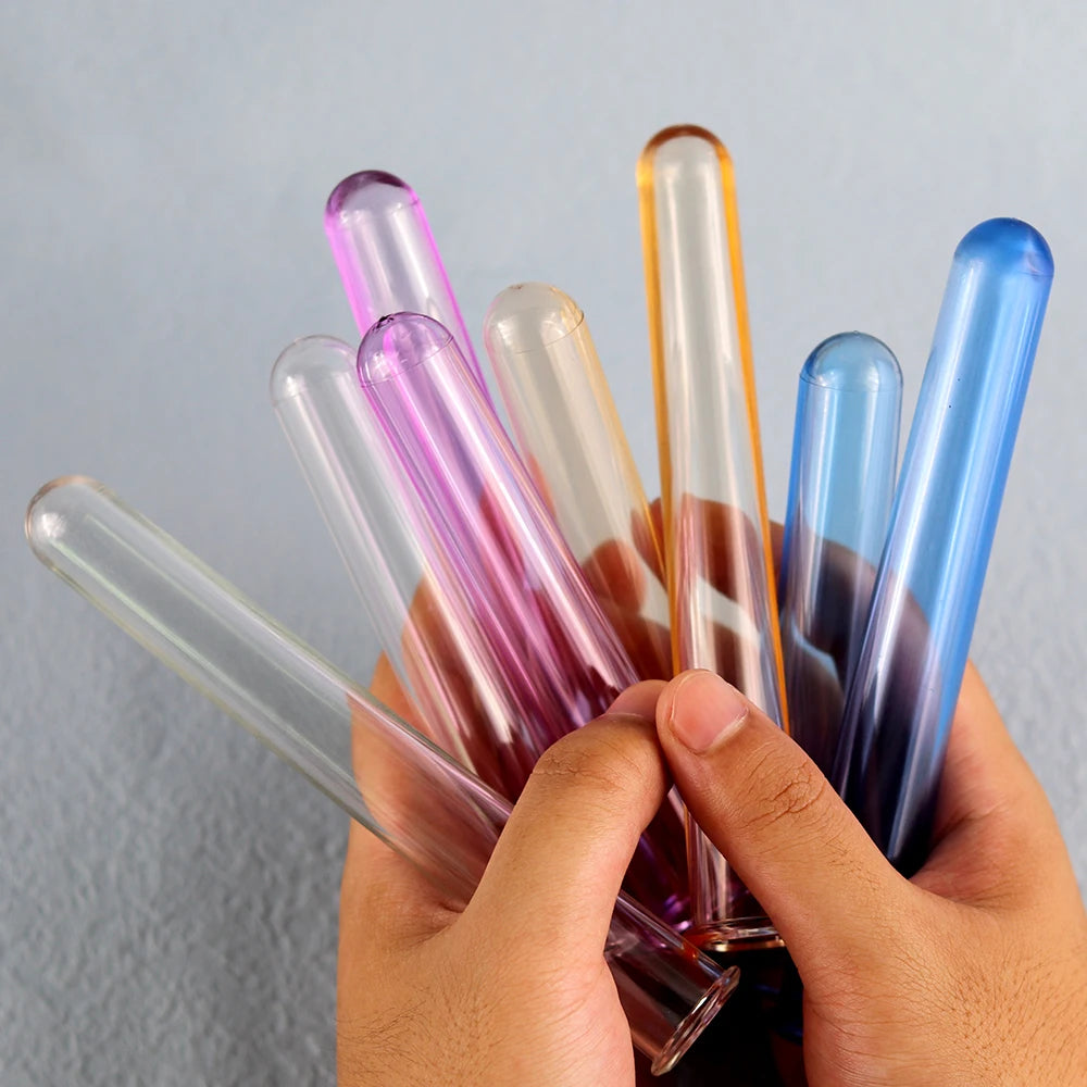 vases tubes essai transparent blanc bleu violet orange decoration maison hydroponie plantes fabrication minimaliste
