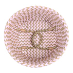 panier pliable boho blanc rose poignées tressées zigzag doré herbe mer fleurs artificielles rangement