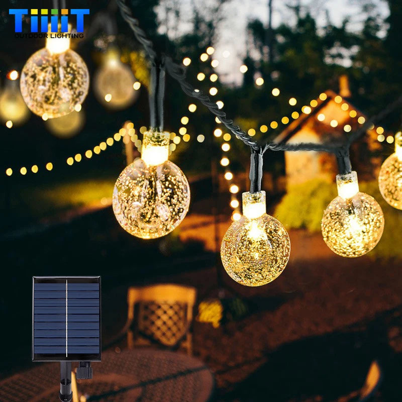 guirlande lumineuse solaire 300 led multicolore blanc chaud moderne étanche extérieure festive jardin camping