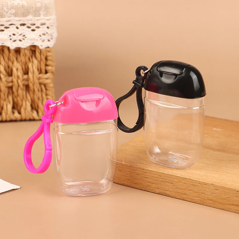 bouteille dispensation ovale transparente moderne bleu rose noir blanc jaune rechargeable anneau fixe couvercle