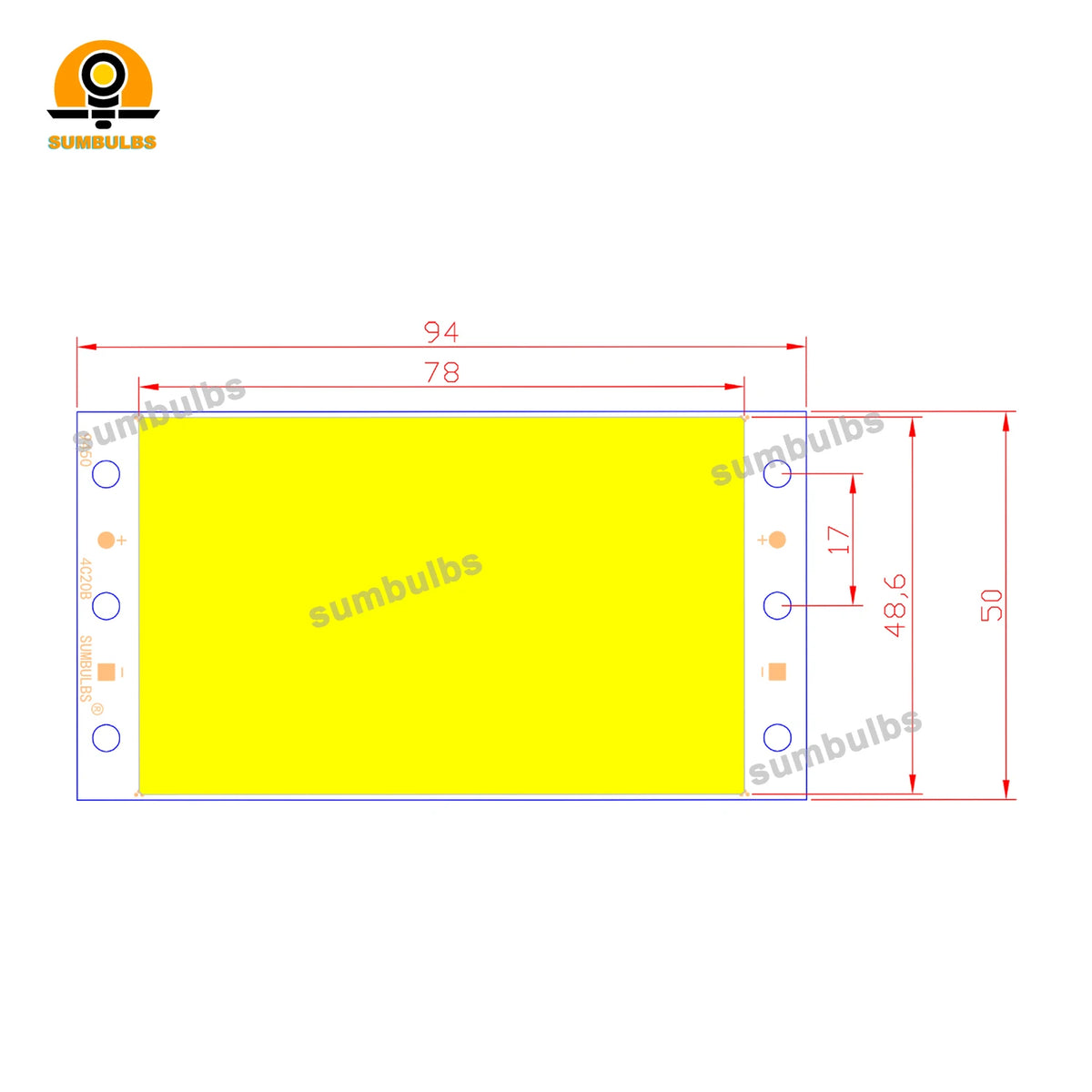 panneau led rouge blanc jaune 94x50mm modernes 16w 1600lm 12v