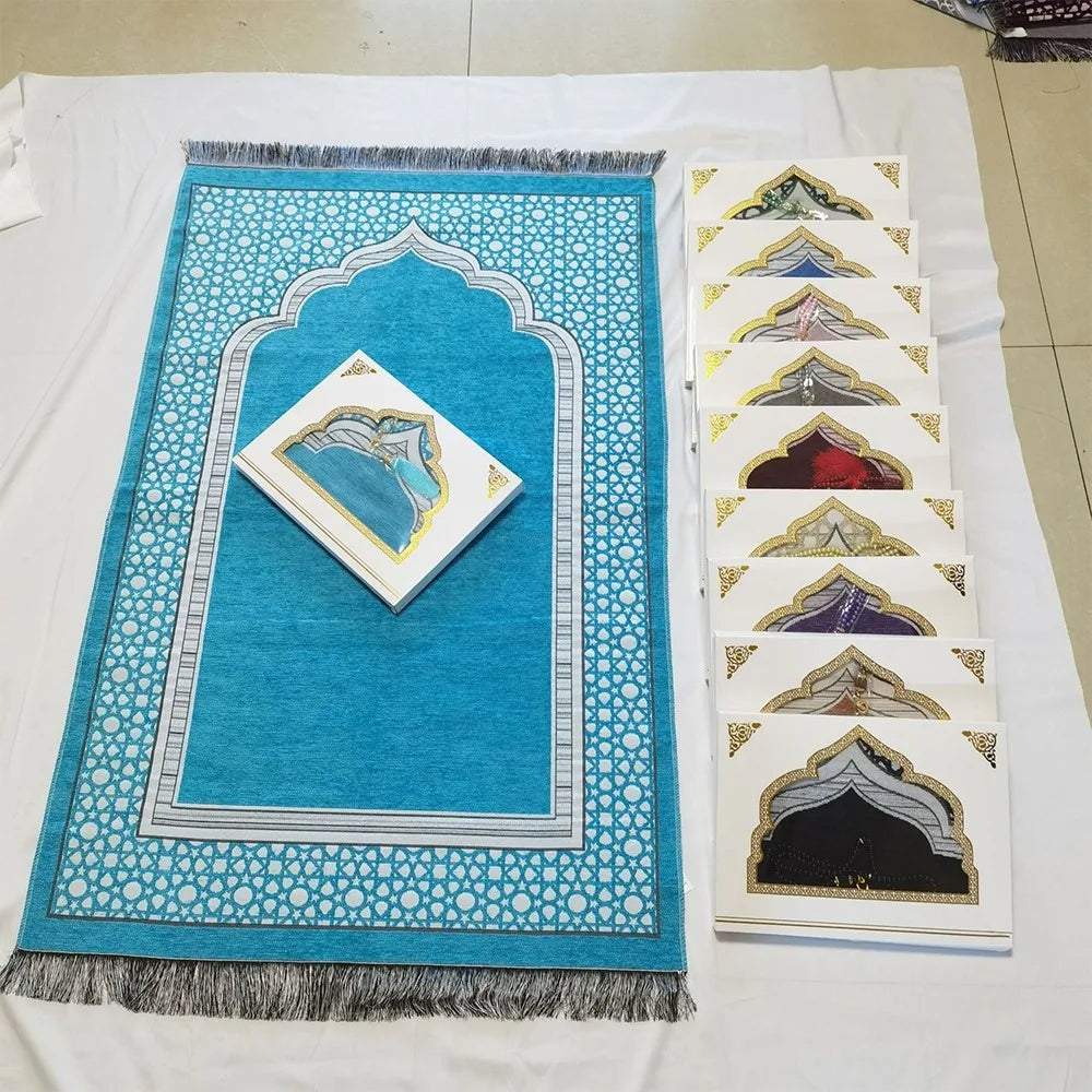 tapis prière polyester géométrique violet bleu moderne traditionnel sans BPA