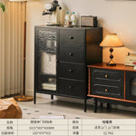 armoire tiroirs blanc moderne verre translucide poignées blanches pieds noirs