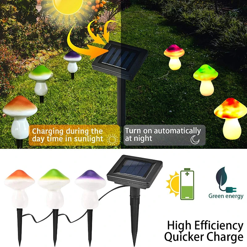 lumières solaires extérieures champignons colorées autoinstallation ip65 led