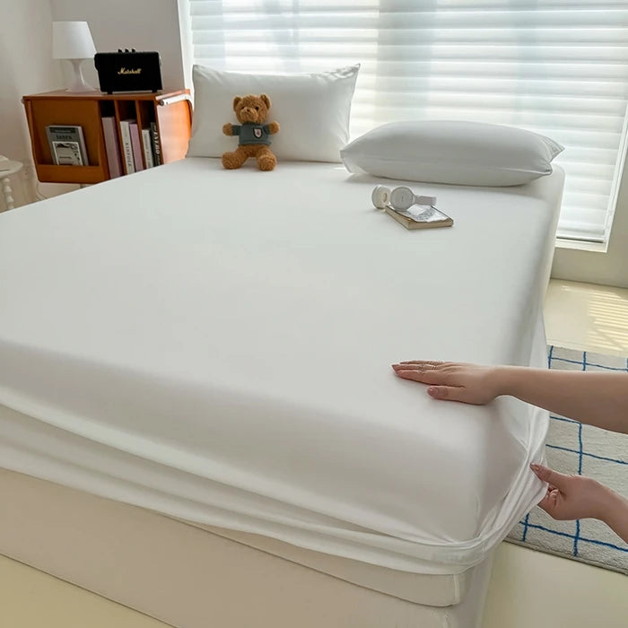 drap housse lit simple double king queen bleu marine uni polyester moderne housse matelas