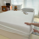 drap housse lit simple double king queen bleu marine uni polyester moderne housse matelas