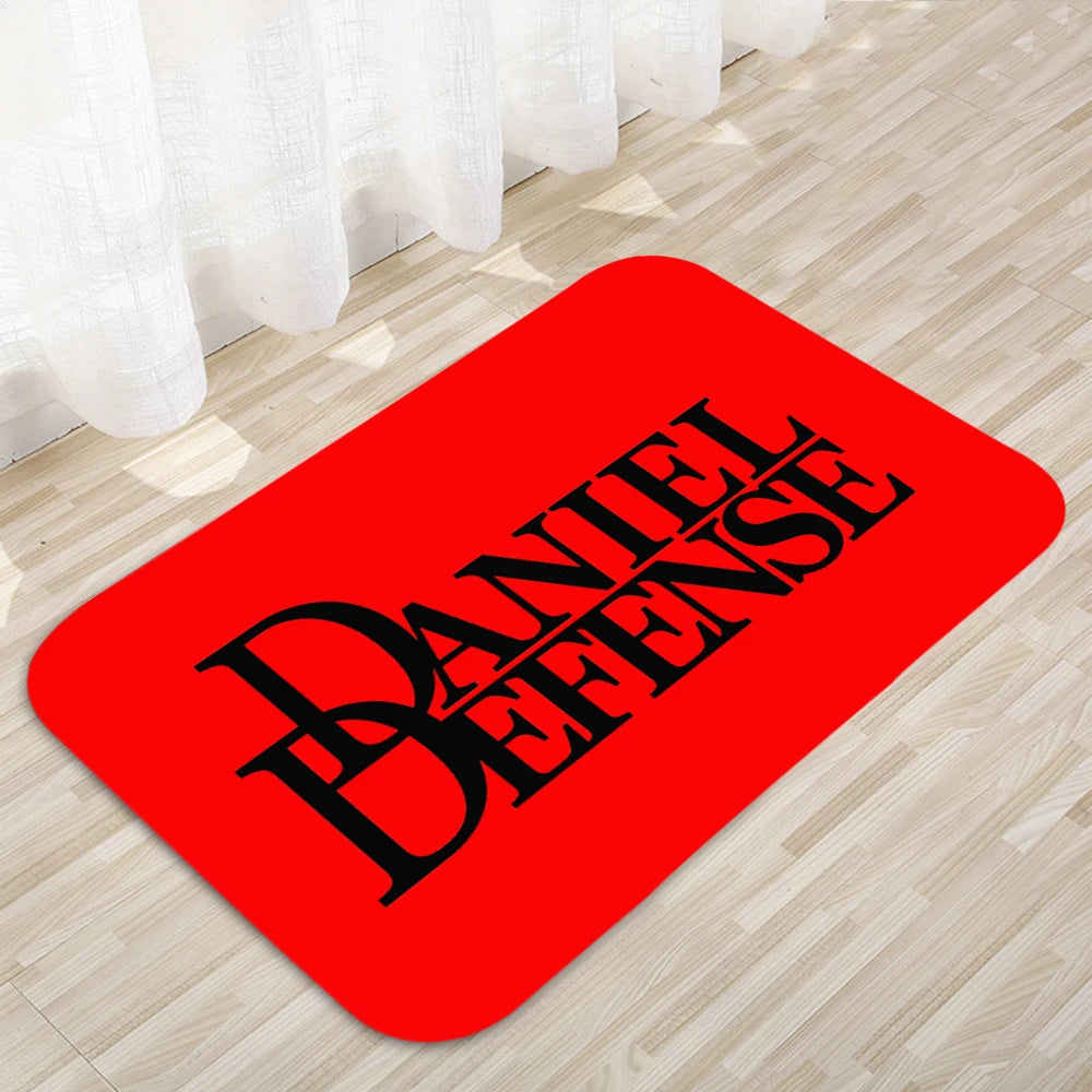 tapis moderne noir jaune rouge antidérapant lettres stylisées fleurs petites graphique intérieur porte couloir