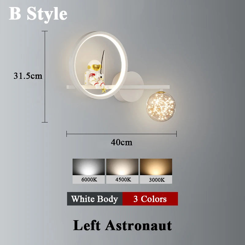 lampe murale moderne or noir blanc support sphère lumineuse figurine étude chambre entrée