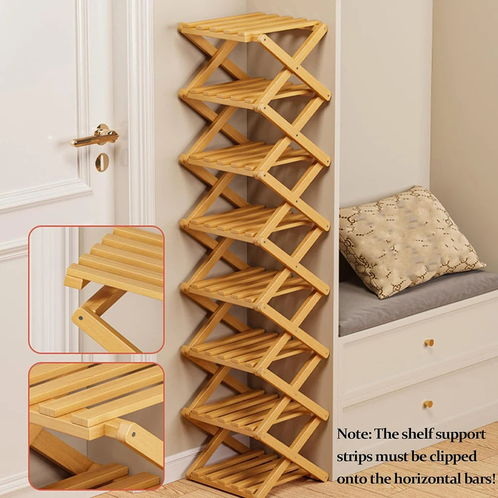 étagère pliante chaussures bambou étages moderne clips bois capacité grandeéconomie espace entrée cloisonnement chambre