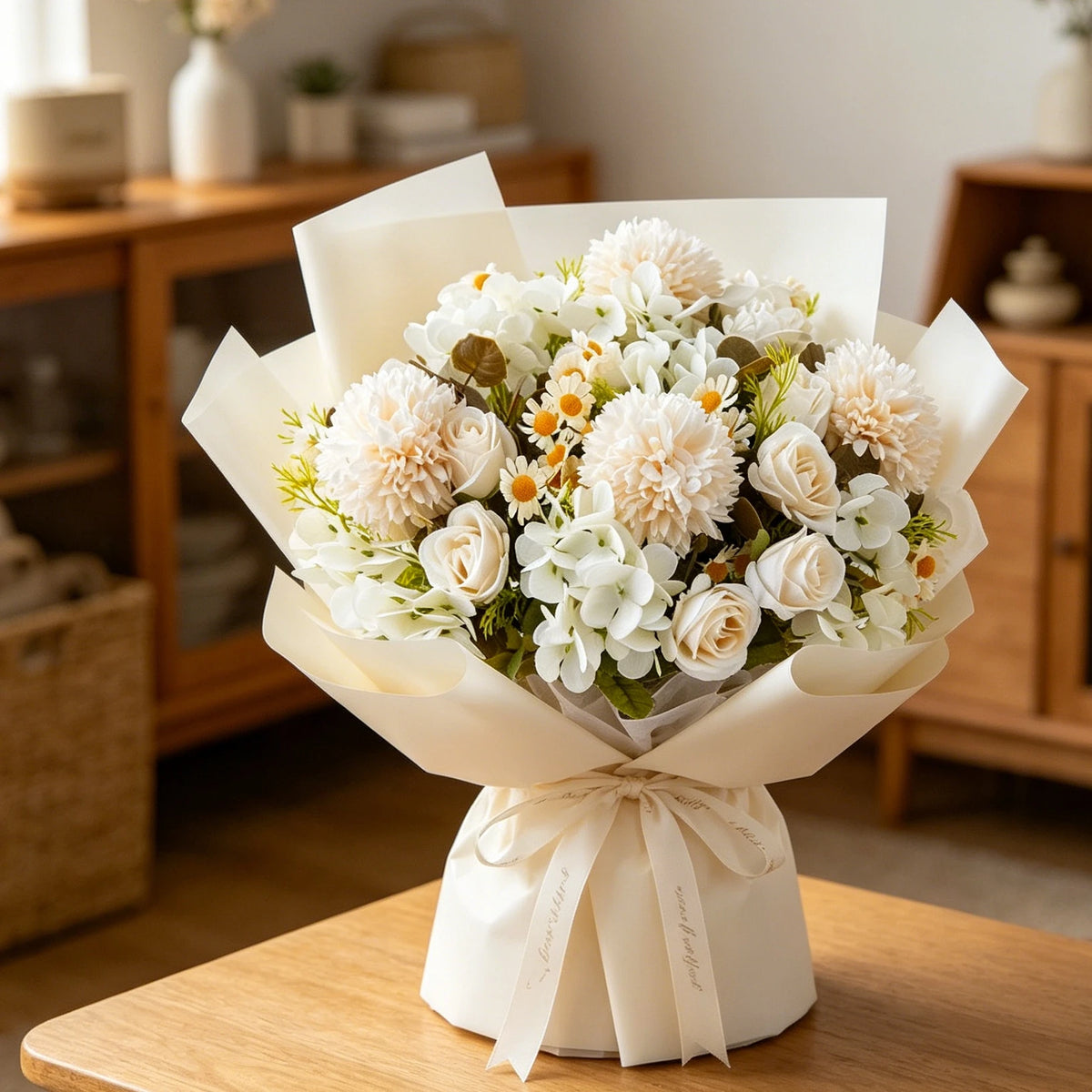 bouquets fleurs artificielles blanc rose marron violet orange bleu décoration intérieure mariage anniversaire chambre