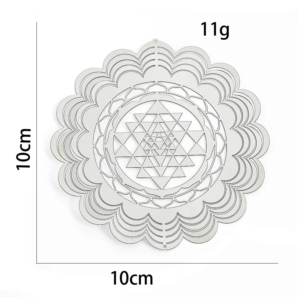 décoration murale suspendue métal 3d géométrique symboles spirituels blanc artisanal