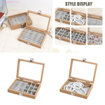 boîte bijoux bois naturel moderne cadenas 20cm 15cm 15cm rangement bagues boucles d'oreilles gris