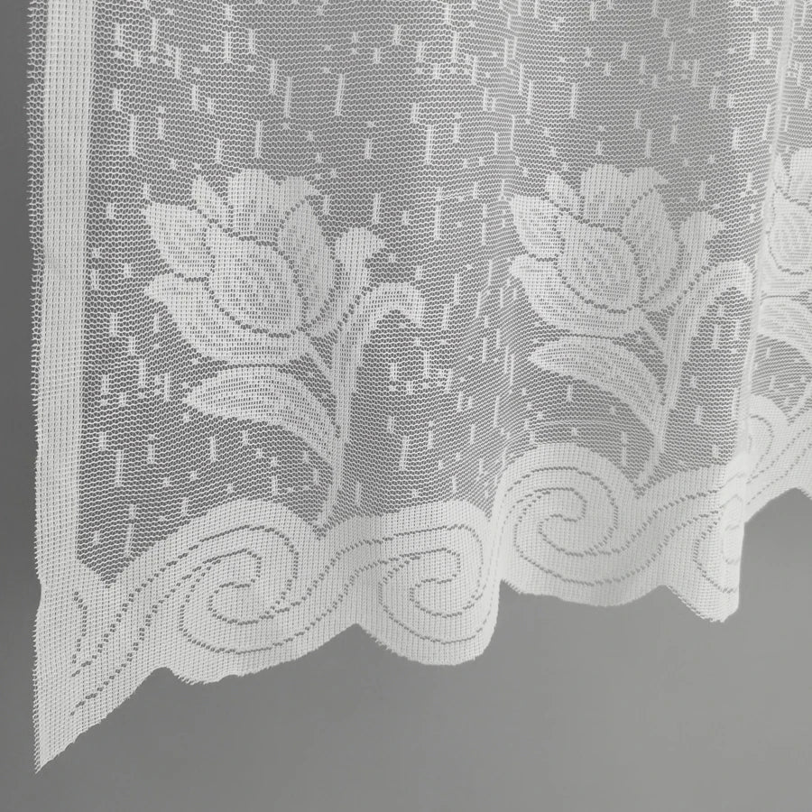 rideau blanc fleurs simple polyester translucide cuisine classique 150x60CM