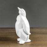 statue résine manchot géométrique blanche moderne décoration maison unique animal