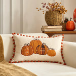 housse coussin brodée citrouille motif automne rustique tassel adhésif décoration maison nordique polyester coton