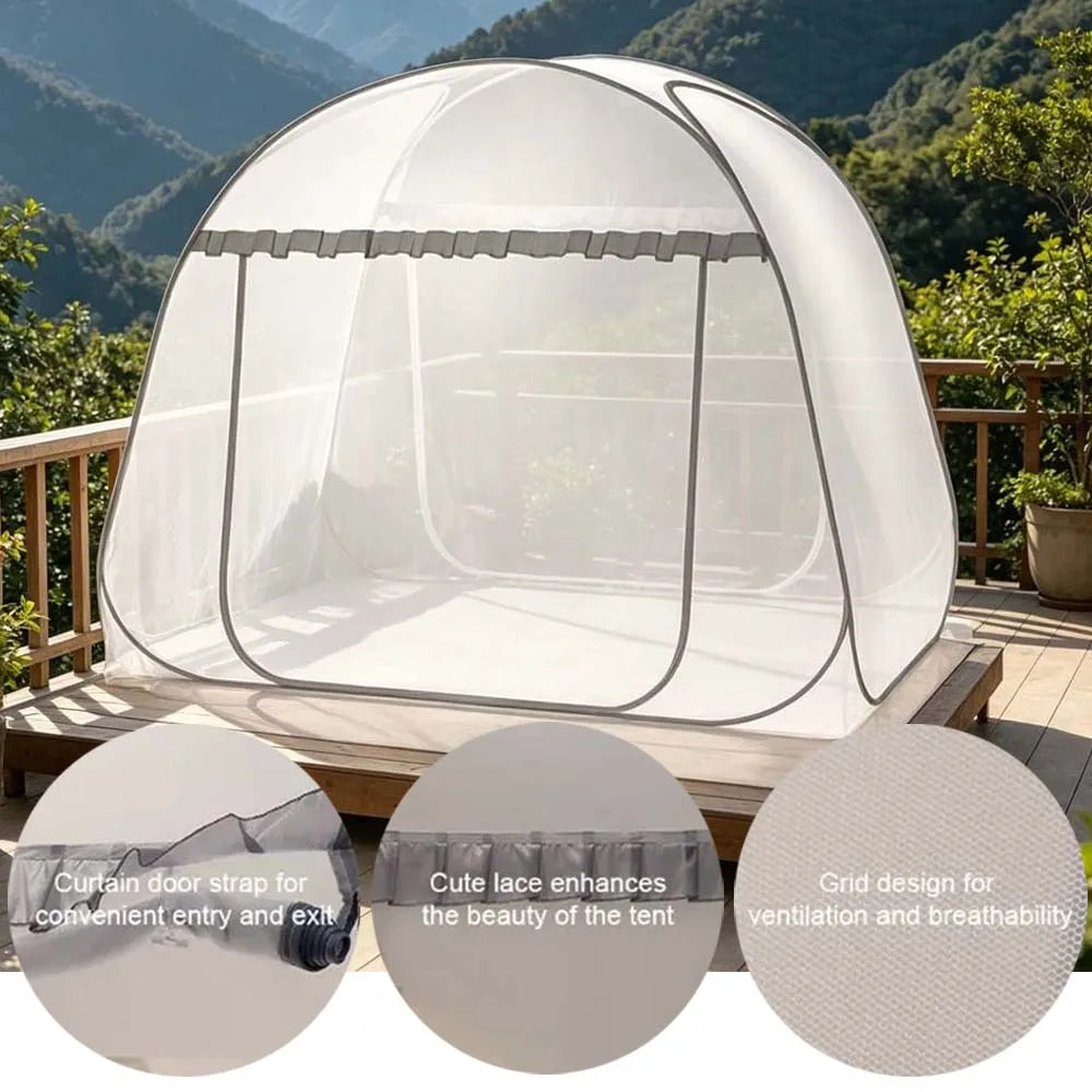 filet anti moustiques blanc bleu moderne pliable lit camping voyage transparent ventilation clips included