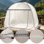 filet anti moustiques blanc bleu moderne pliable lit camping voyage transparent ventilation clips included