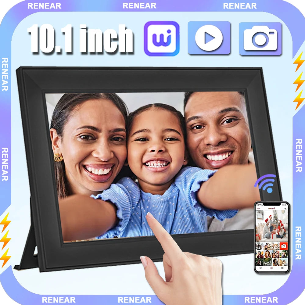 Cadre photo numérique WiFi 10,1 pouces écran tactile bleu