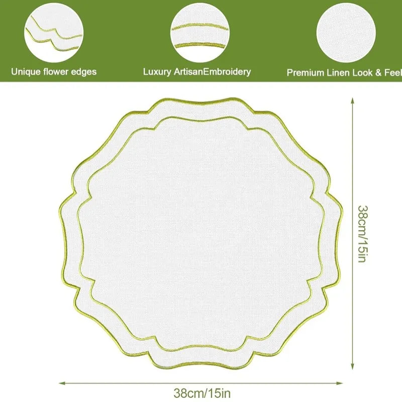 serviettes table moderne blanc bleu noir rayures bordure bleue opaques élégantes set