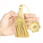 pompons rideau dorés tissés noeuds traditionnels fixations accessoires décoration intérieure textiles maison