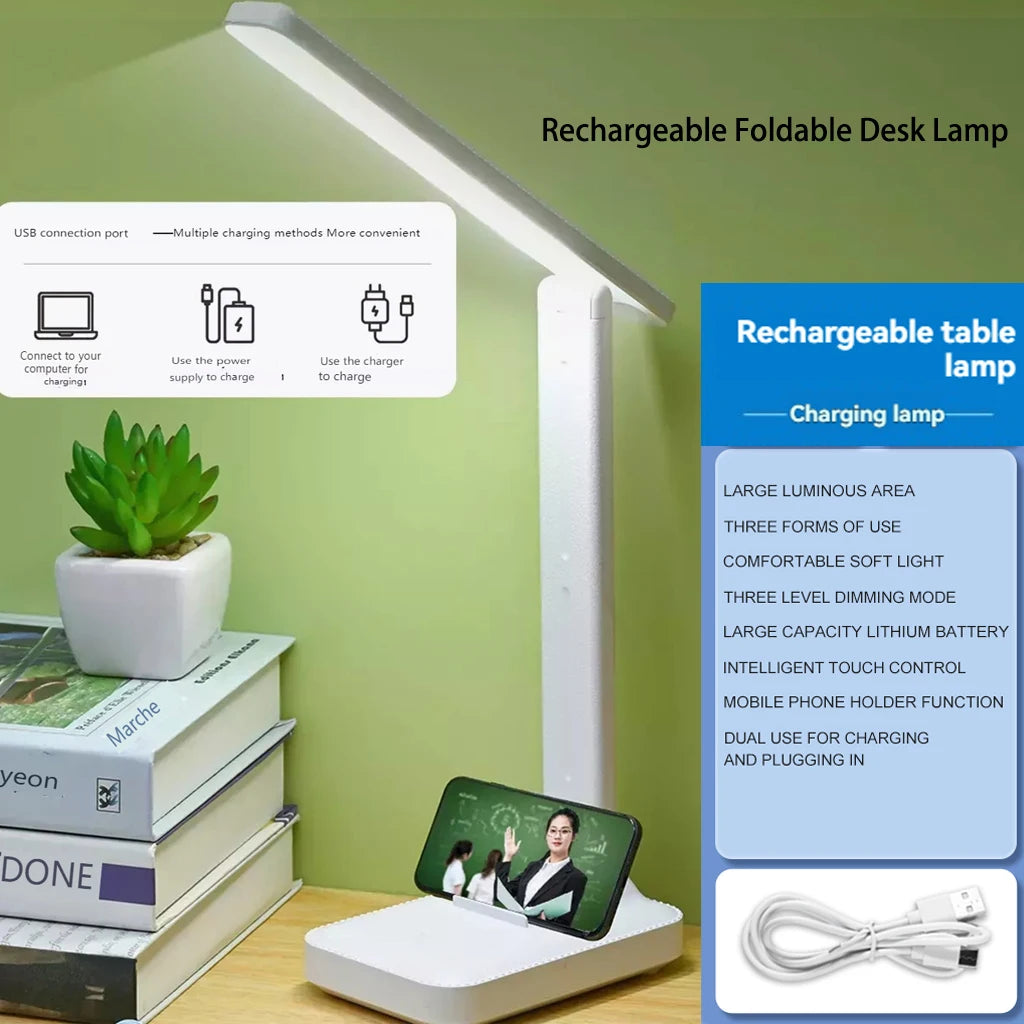 lampe pliable rechargeable led moderne blanc port usb porte telephone