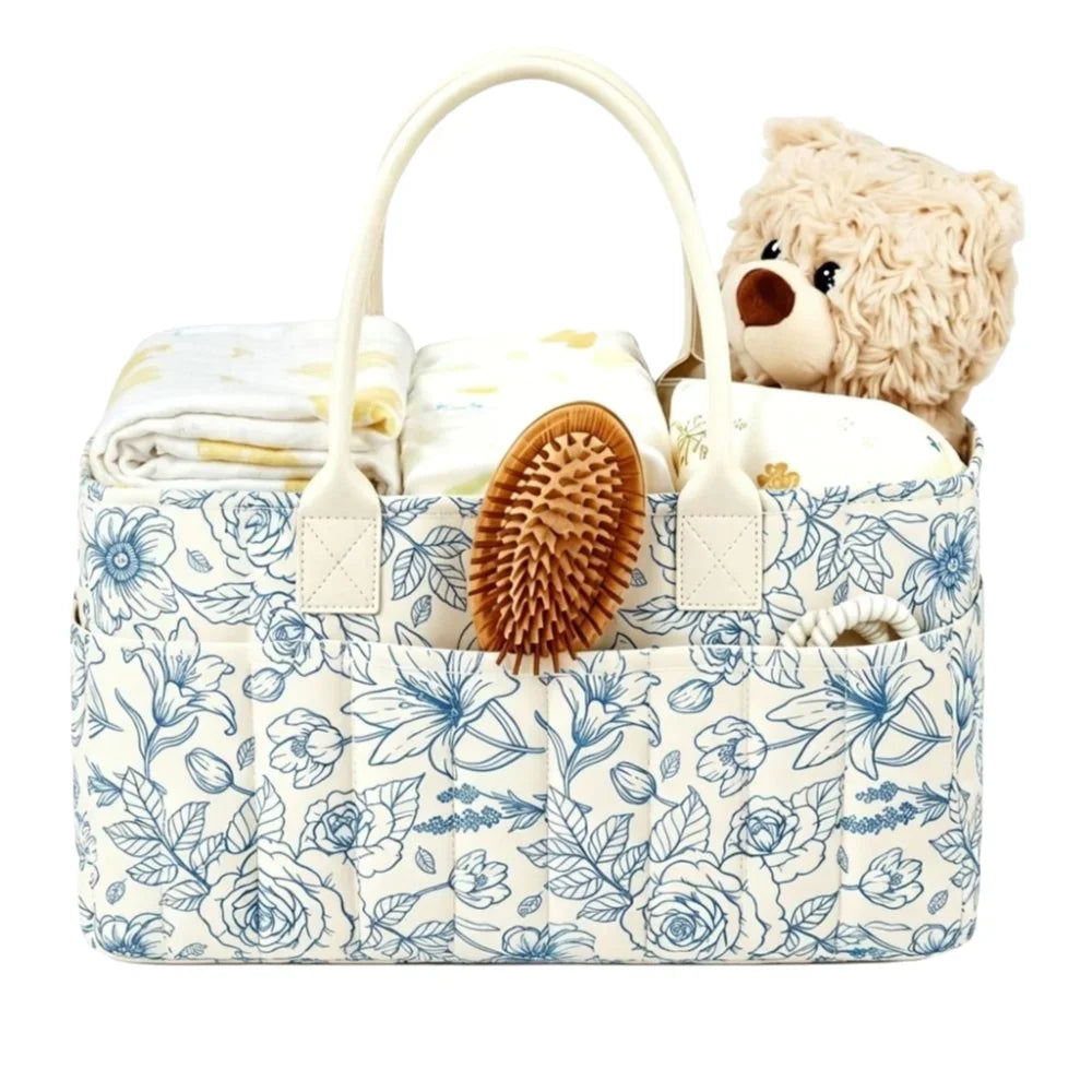 sac rangement fleuri moderne multi usages polyestère réutilisable poches beige vert clair