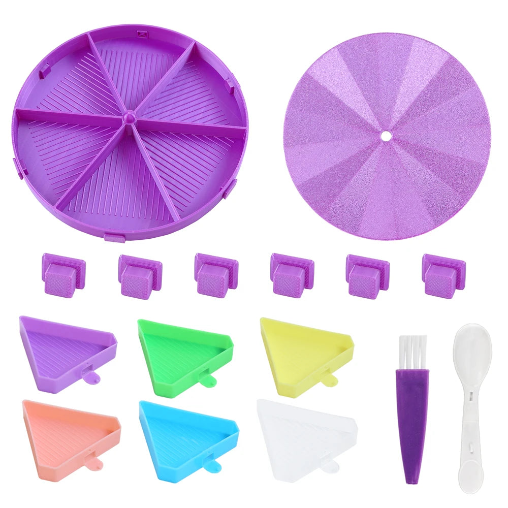 palette broderies six compartiments violet bleu vert rose moderne diagonales géométriques opaques brosse incluses.codes