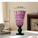 vase transparent gravé rose noir vert violet strié classique moderne table