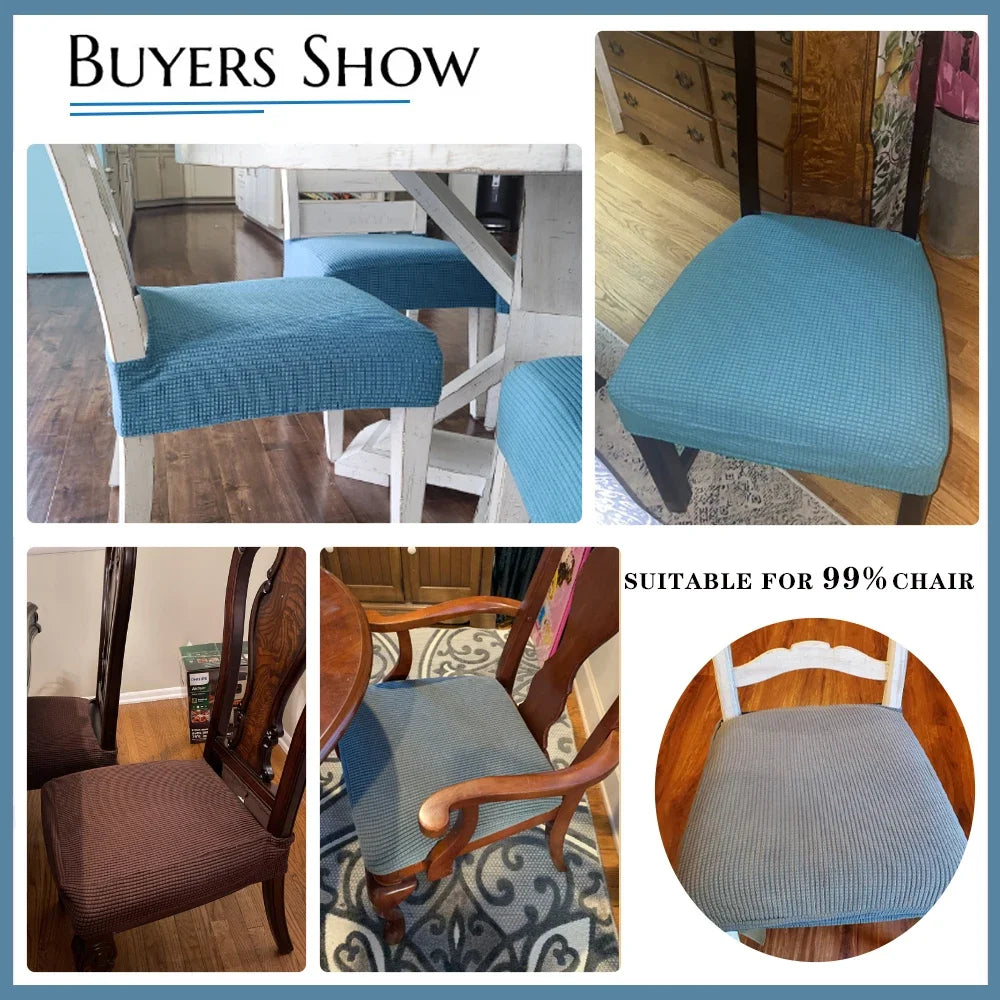 Housse chaise moderne polyester bleu rayures horizontales élastique lavable 30°C