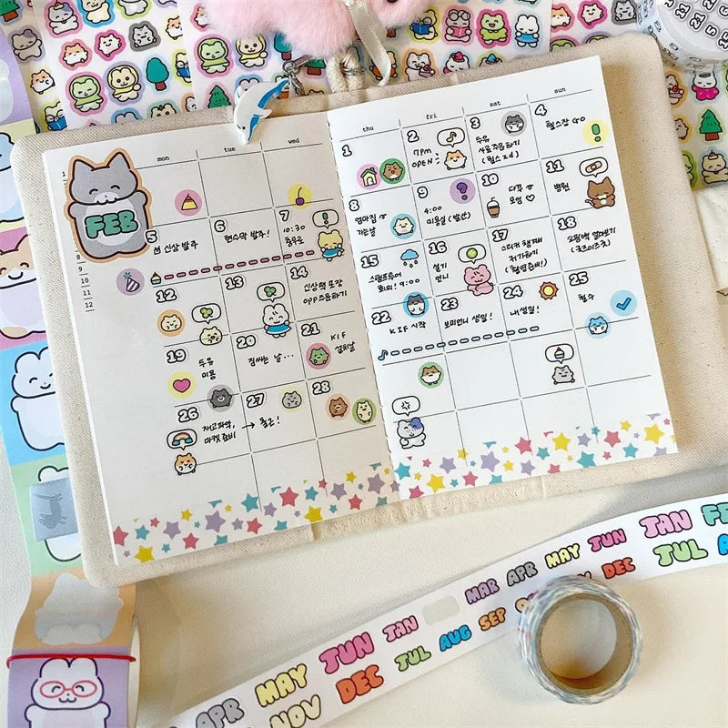 ruban decoratif transparent motifs animaux geometriques decor mignon adhesif educatif dessin ecole fournitures papeterie