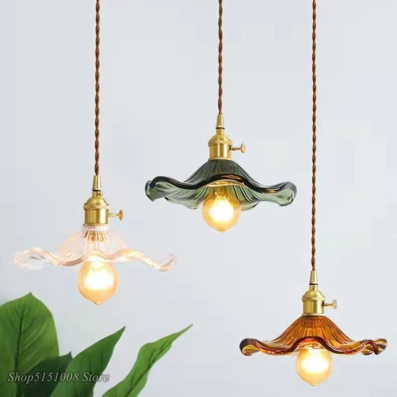 pendant lumiere suspendue vintage fil blanc laiteux vert marron ambré