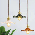 pendant lumiere suspendue vintage fil blanc laiteux vert marron ambré